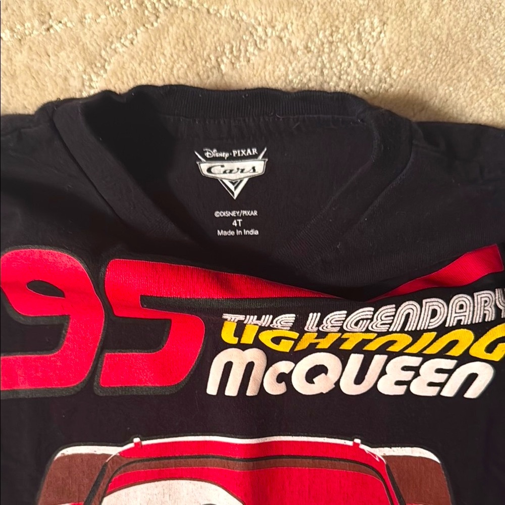 4T Boys Disney Black and Red The Legendary Lightning McQueen T-shirt - Picture 2 of 4